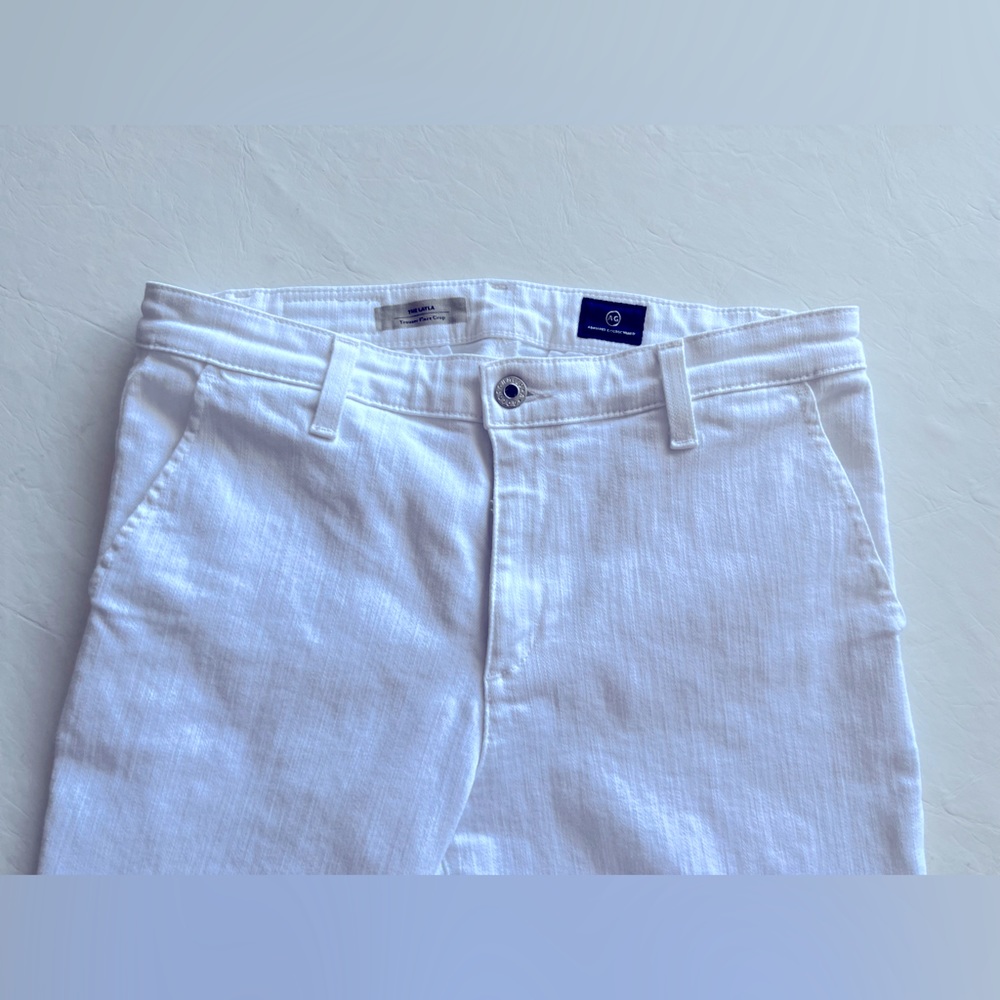 AG white cropped flare jeans